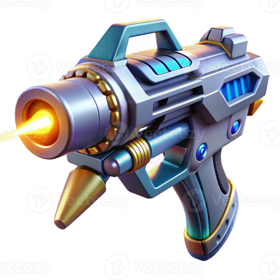 vibrant artistic A futuristic weapon firing a beam of energy, intricate details on the weapon's design, bright flash of light at the point of impact, sci-fi weaponry style original png