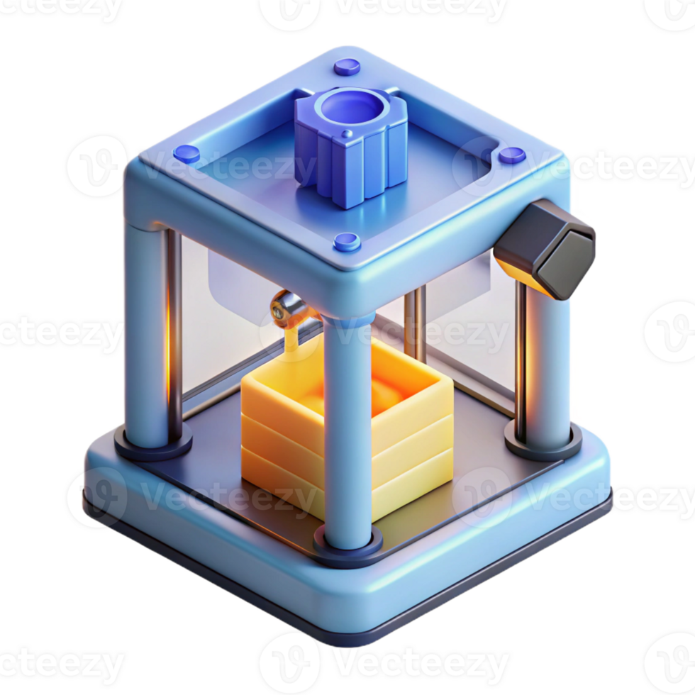 serene creative A 3D printer creating a complex object, layer by layer, bright, focused lighting on the printing process, additive manufacturing style genuine png