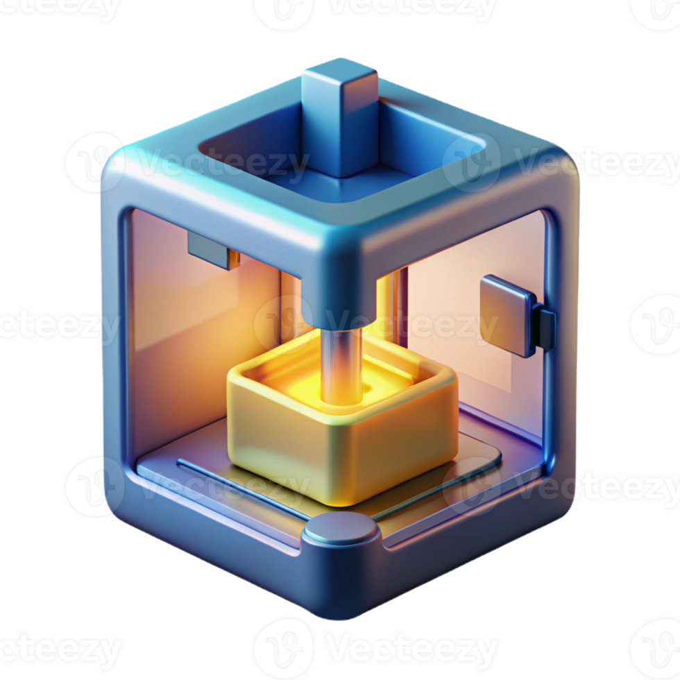 stunning artistic A 3D printer creating a complex object, layer by layer, bright, focused lighting on the printing process, additive manufacturing style exclusive png