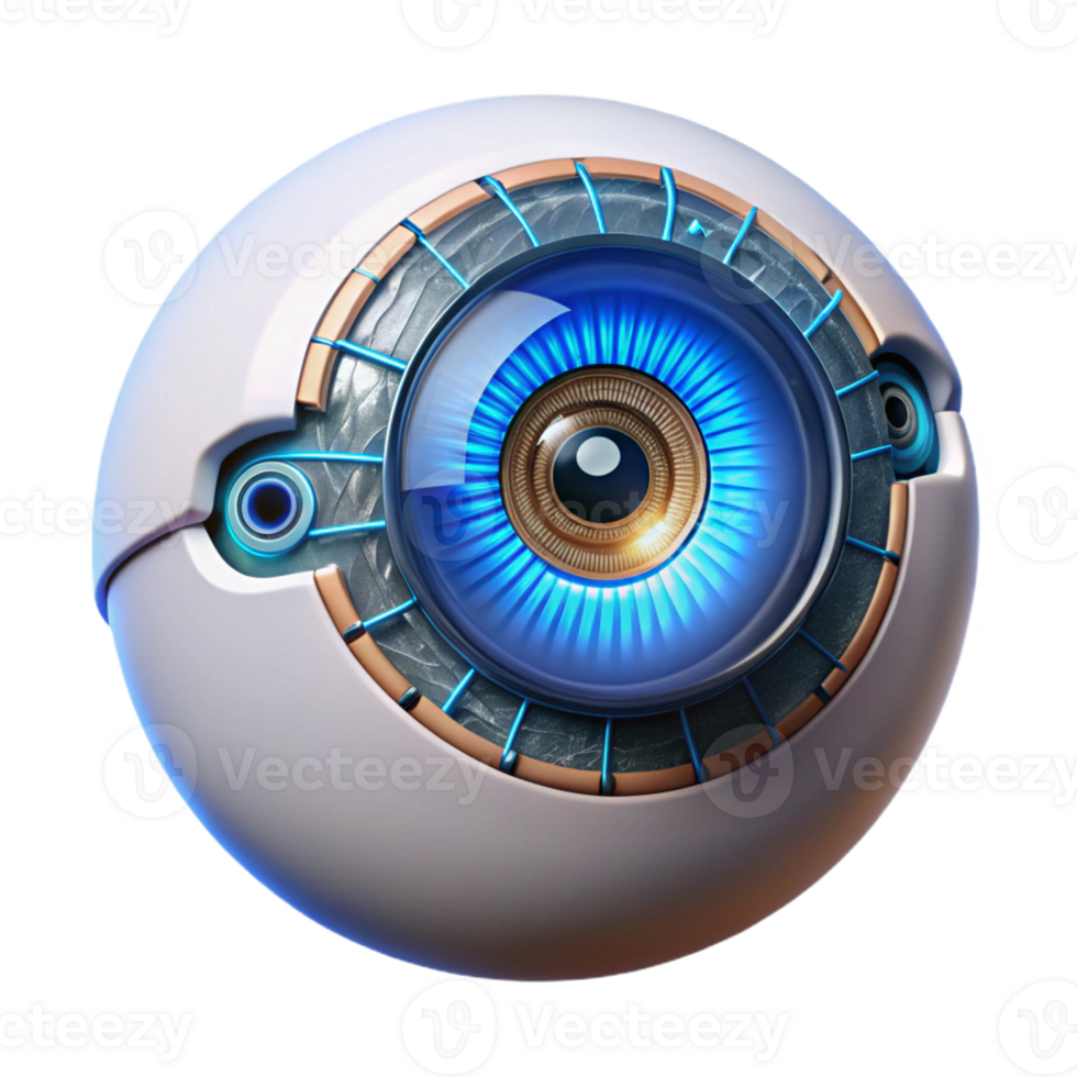 magnificent artistic A bionic eye with intricate circuitry and a glowing iris, detailed textures and reflections, medical technology style 4K png