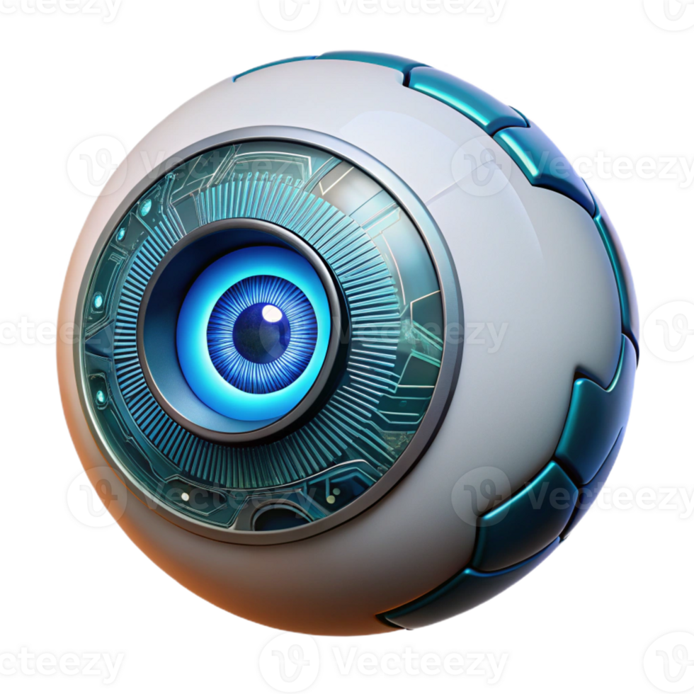 wonderful rustic A bionic eye with intricate circuitry and a glowing iris, detailed textures and reflections, medical technology style high quality png