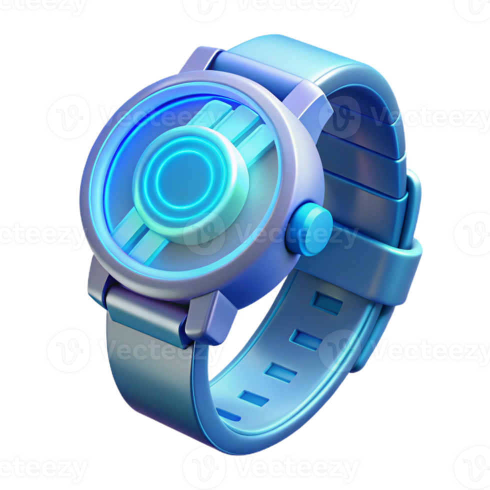 magnificent modern A futuristic watch displaying holographic information, sleek and minimalist design, soft, blue lighting, wearable technology style professional png