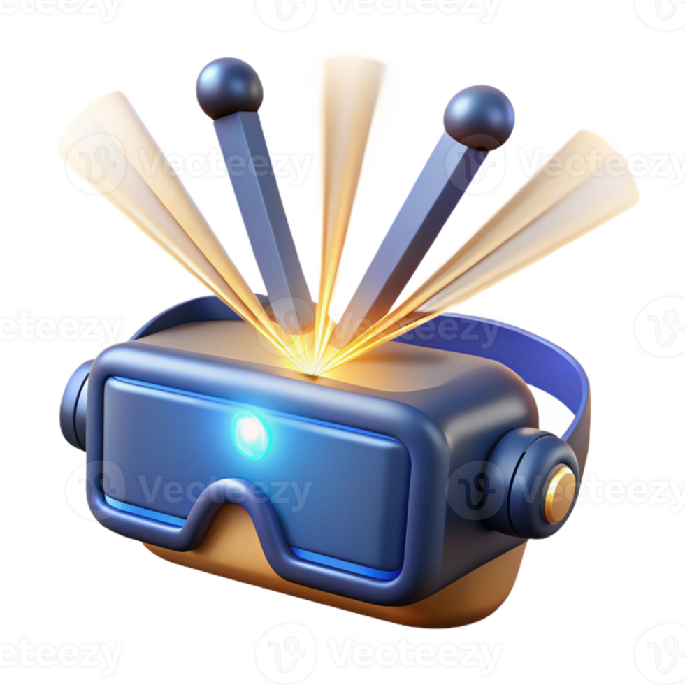 wonderful abstract A virtual reality headset emitting beams of light, immersive lighting, digital art style premium png