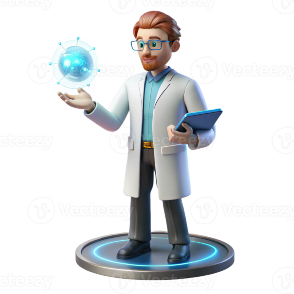 beautiful rustic A scientist working on a holographic interface, laboratory lighting, photorealistic style high resolution png