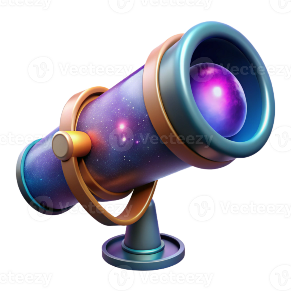 impressive classic A futuristic telescope peering into a distant galaxy, cosmic colors and nebulae, space art style high quality png