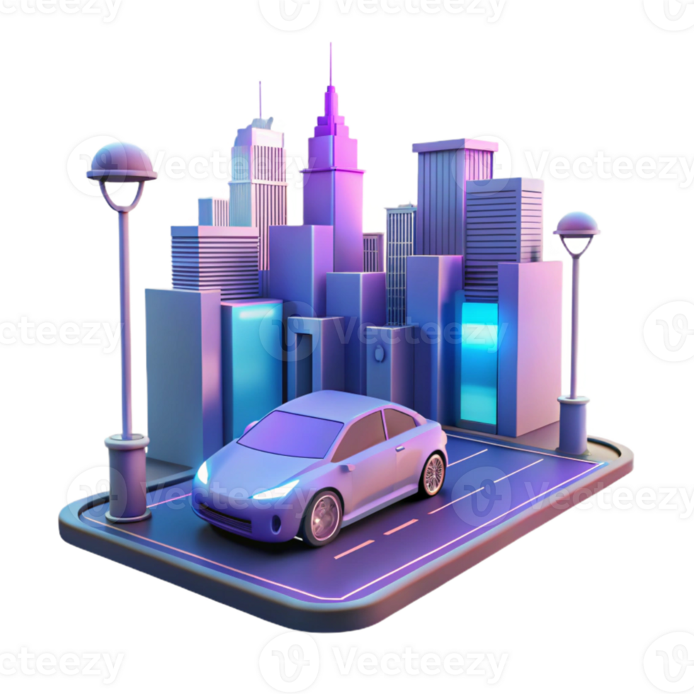stunning classic A self-driving car navigating a futuristic cityscape, neon streetlights, photorealistic style authentic png