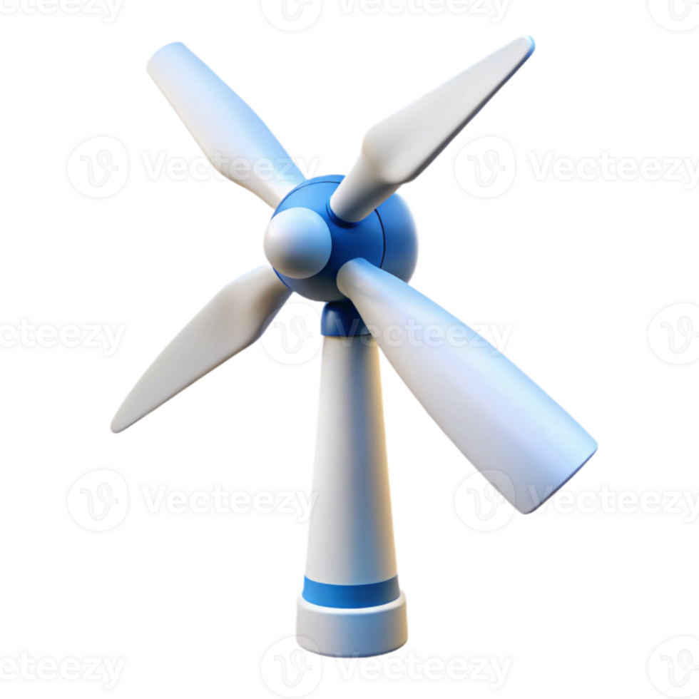 elegant modern A wind turbine generating clean energy, dynamic motion blur, realistic rendering high resolution png