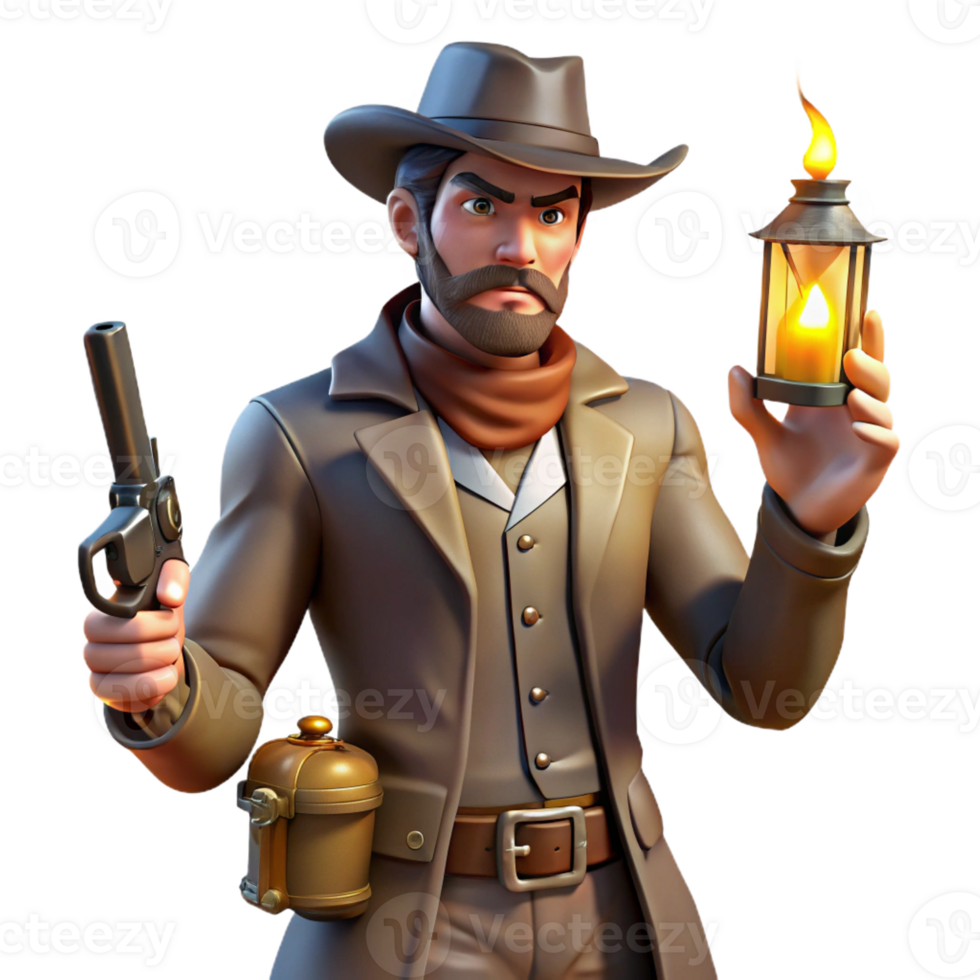 impressive classic A Wild West gunslinger in a dusty saloon, lit by the dim glow of oil lamps. Gritty, realistic, western art style exclusive png