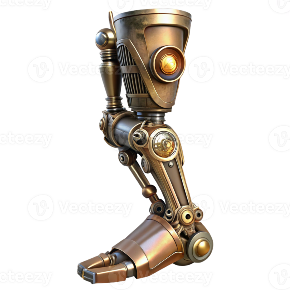 magnificent rustic A steampunk prosthetic leg, highly detailed metalwork and intricate joints, dramatic, low-key lighting detailed png