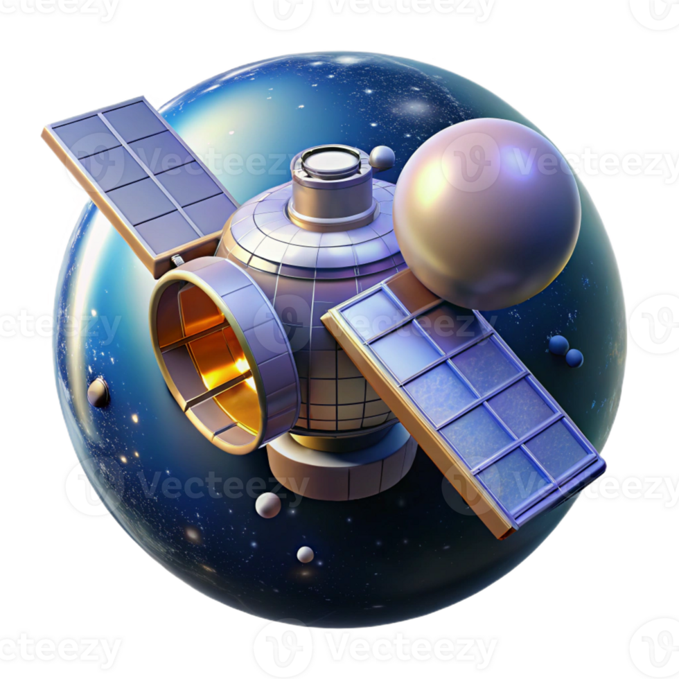 stunning traditional A solitary space station orbits a distant planet, its solar panels reflecting the starlight. Sci-fi, realistic style authentic png