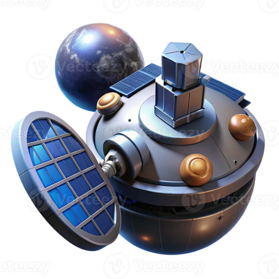 extraordinary classic A solitary space station orbits a distant planet, its solar panels reflecting the starlight. Sci-fi, realistic style authentic png