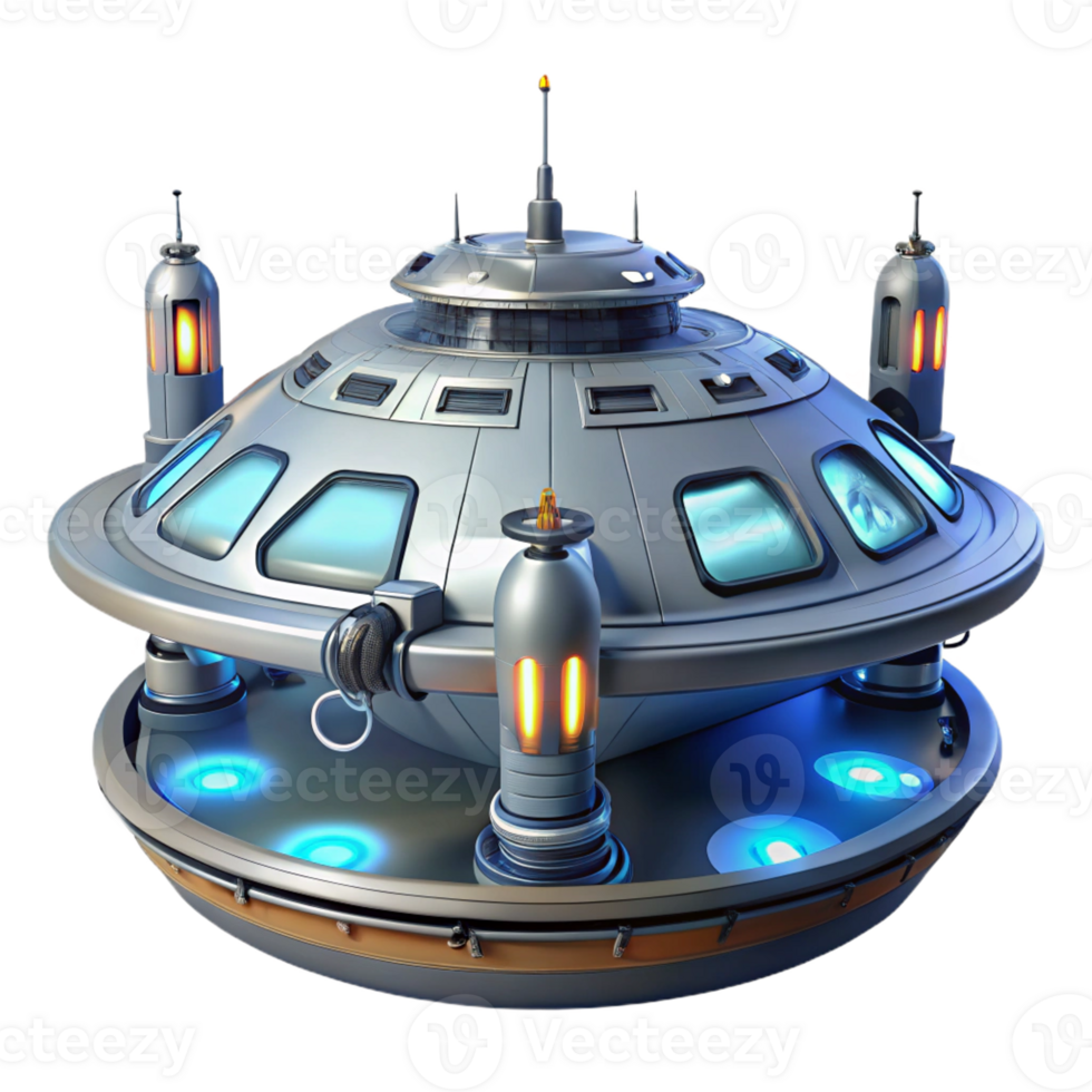 impressive modern A sleek, futuristic spaceship docks with a massive, orbital station, its docking lights illuminating the surrounding space. Sci-fi, realistic style high quality png
