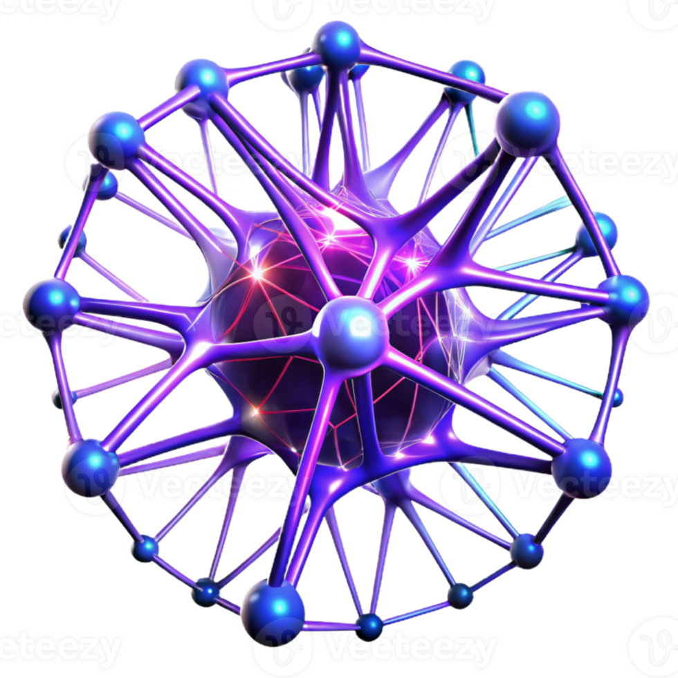 elegant contemporary A network of interconnected, glowing filaments, resembling neurons, with a vibrant, electric blue and purple palette, futuristic style original png
