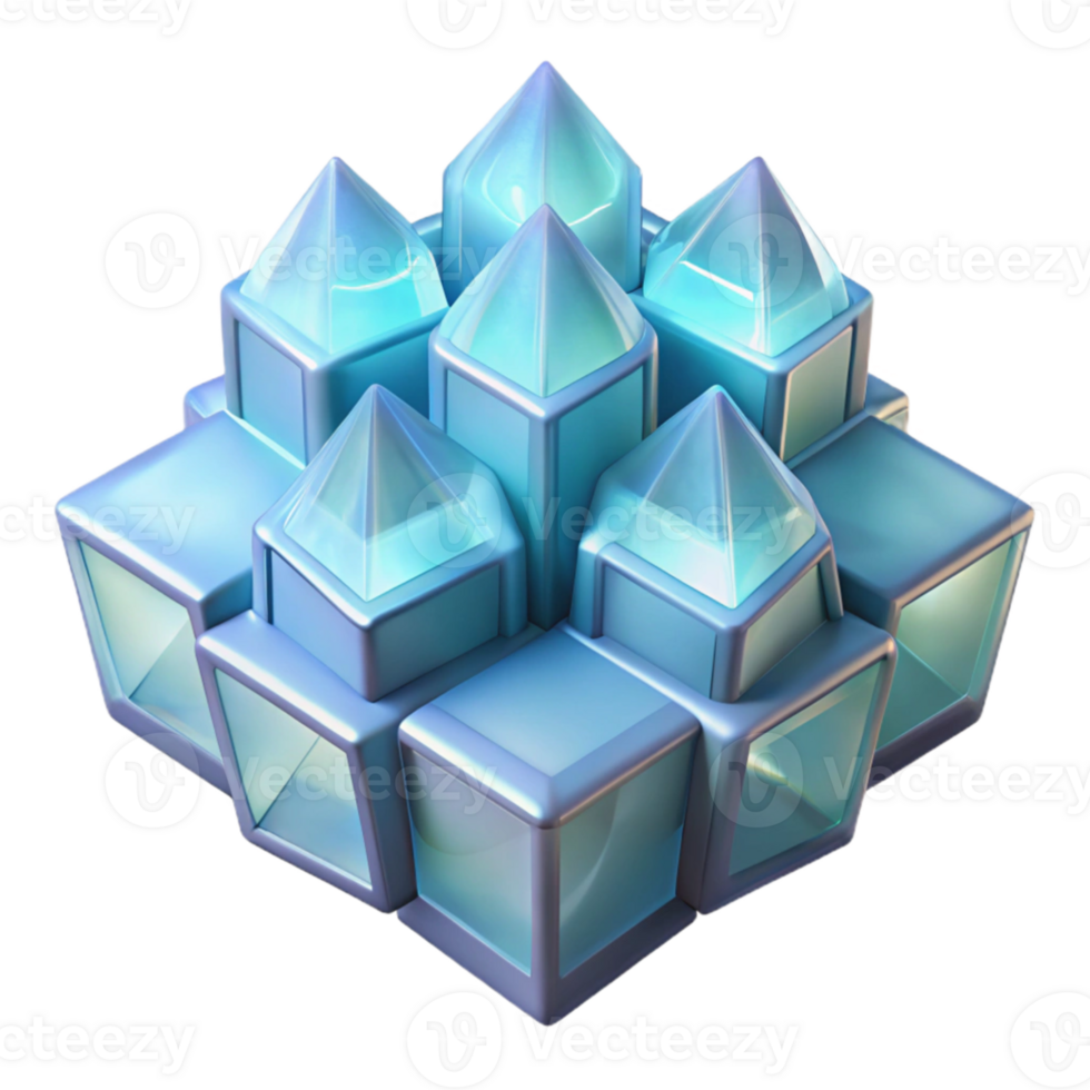 impressive vintage Interlocking, crystalline structures, emitting a soft, internal glow, with a cool, icy color palette, Art Deco style high quality png