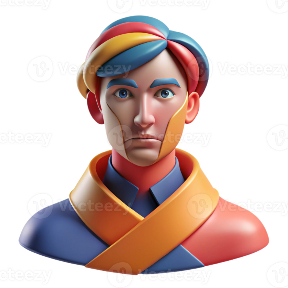stunning modern Abstract portrait formed by intersecting lines and curves, with a bold, contrasting color scheme, Bauhaus style exclusive png