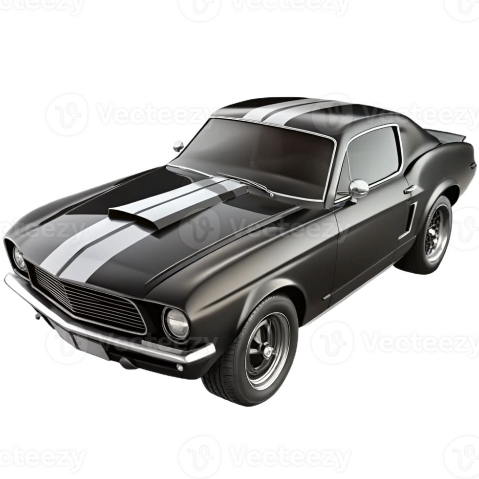 impressive rustic A black and white photograph of a classic 1960s muscle car, high contrast lighting, gritty realism style premium png