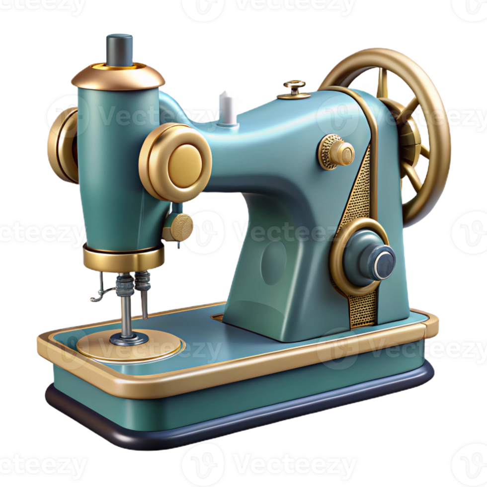 magnificent modern A highly detailed drawing of a vintage sewing machine with intricate mechanisms, realistic lighting, technical illustration style exclusive png