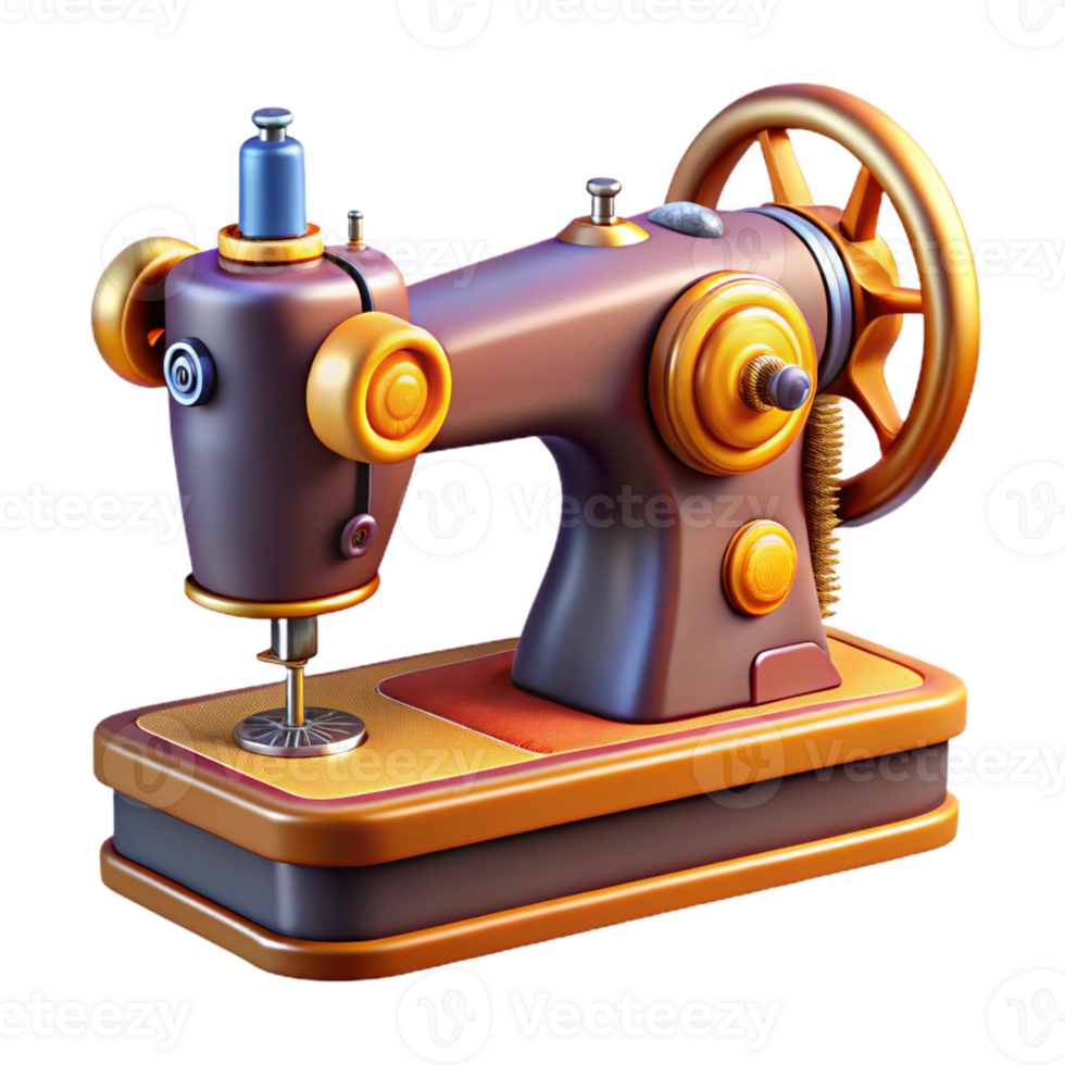 dramatic rustic A highly detailed drawing of a vintage sewing machine with intricate mechanisms, realistic lighting, technical illustration style premium png