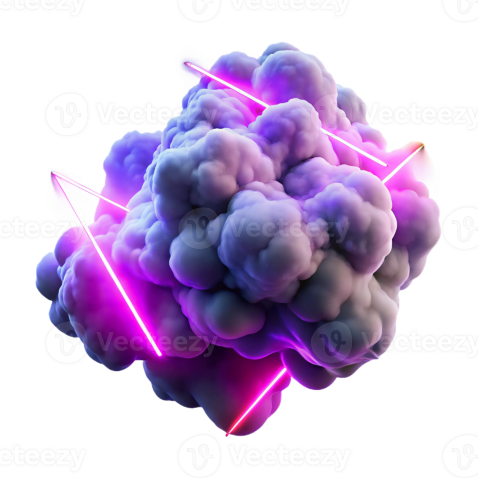 magnificent abstract A cloud of swirling smoke and particles, illuminated by beams of neon light, creating intricate patterns, synthwave style high resolution png