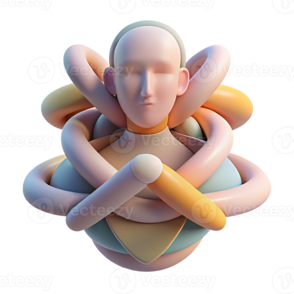 dramatic minimalist Abstract portrait formed by intersecting lines and curves, with a soft, pastel color scheme, Bauhaus style authentic png