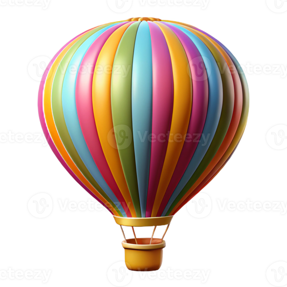 elegant artistic A colorful painting of a vintage hot air balloon with vibrant stripes and patterns, bright, cheerful lighting, whimsical style genuine png