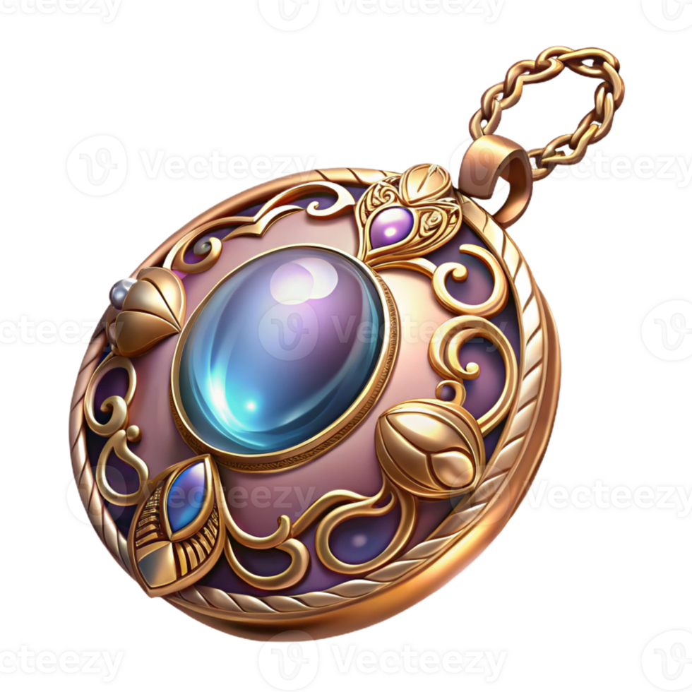 stunning traditional An intricate illustration of a vintage locket with delicate filigree and a gemstone, soft lighting, romantic style authentic png