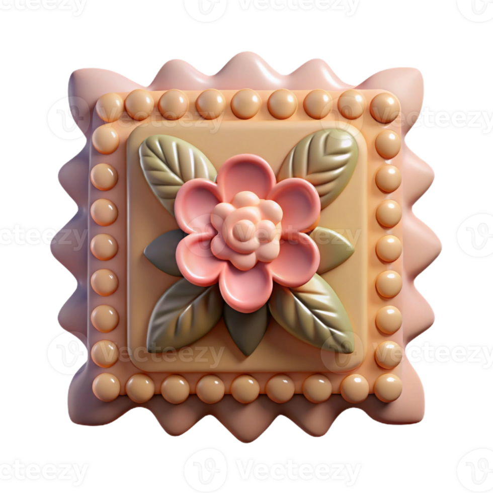 beautiful rustic A vintage stamp with a floral design, muted colors, vintage postal style authentic png