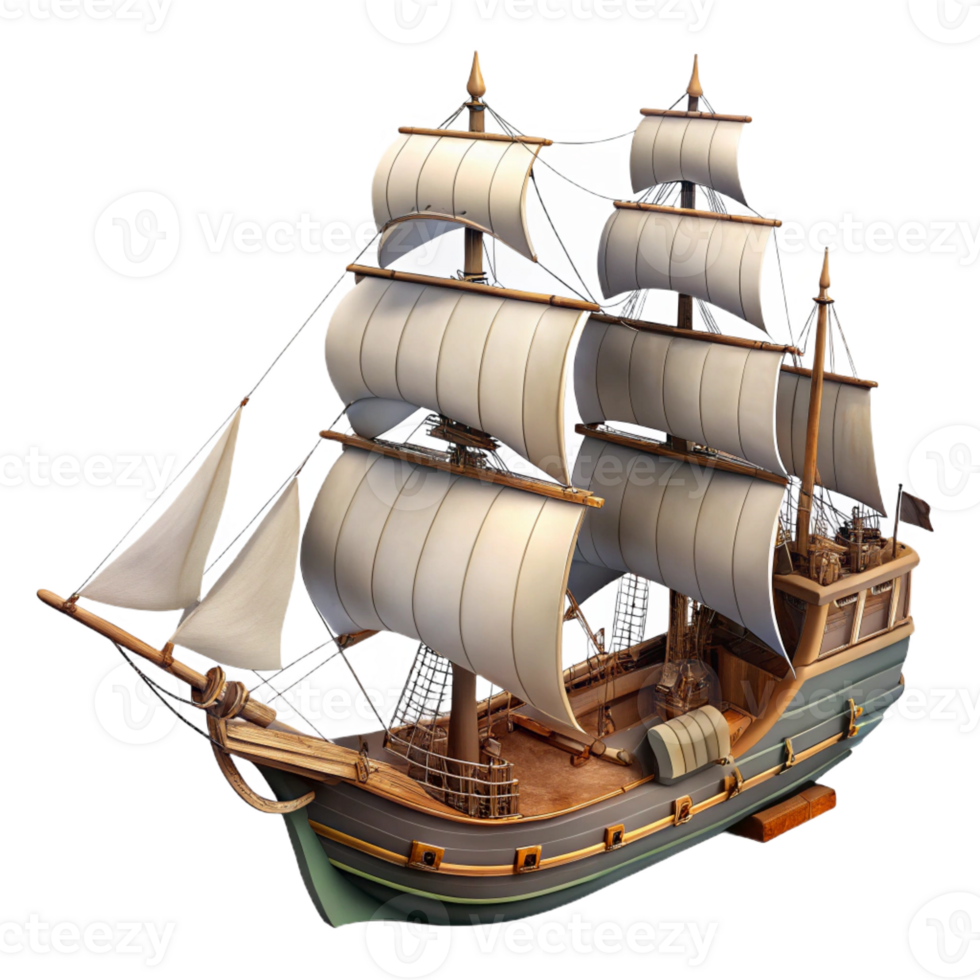magnificent rustic A highly detailed drawing of a vintage ship with sails and rigging, realistic lighting, nautical style high quality png