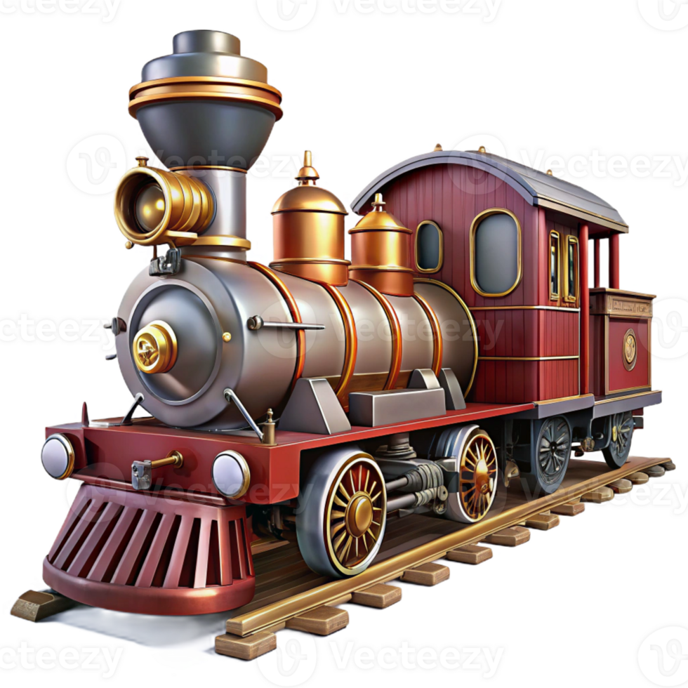 serene classic A highly detailed drawing of a vintage train with a steam engine and passenger cars, realistic lighting, industrial style original png