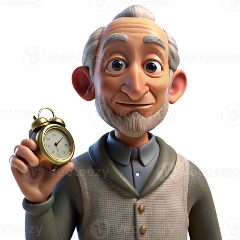 magnificent artistic Portrait of an elderly man with wrinkled skin, deep-set eyes, holding a weathered pocket watch, chiaroscuro lighting, Rembrandt style genuine png