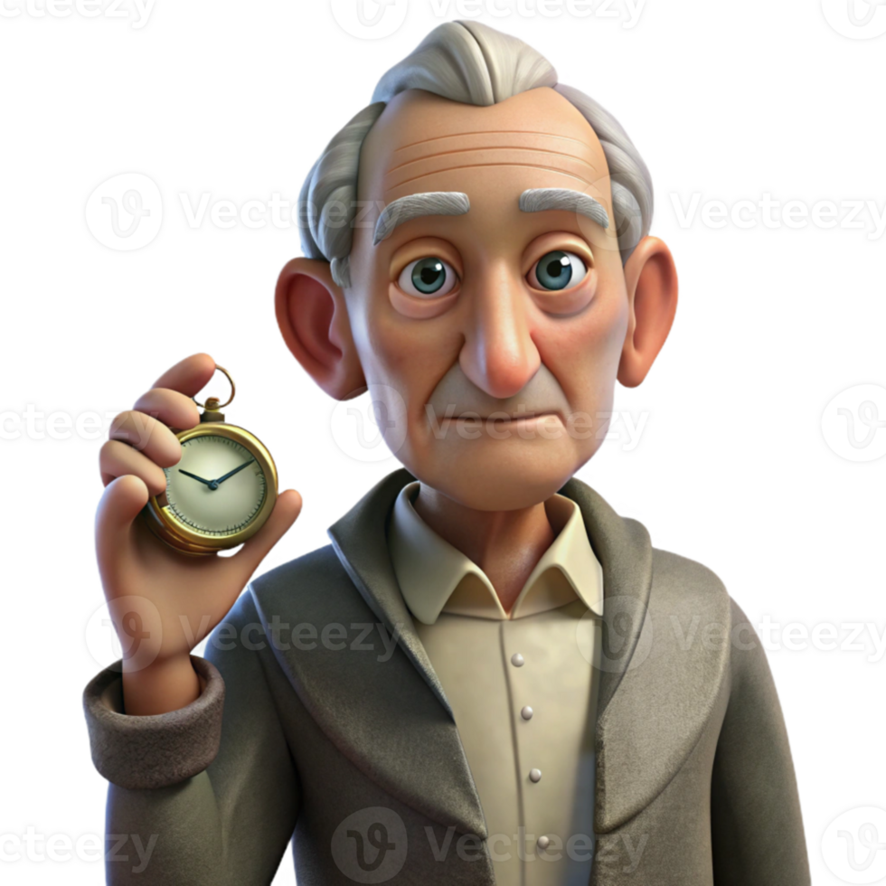 stunning traditional Portrait of an elderly man with wrinkled skin, deep-set eyes, holding a weathered pocket watch, chiaroscuro lighting, Rembrandt style 4K png