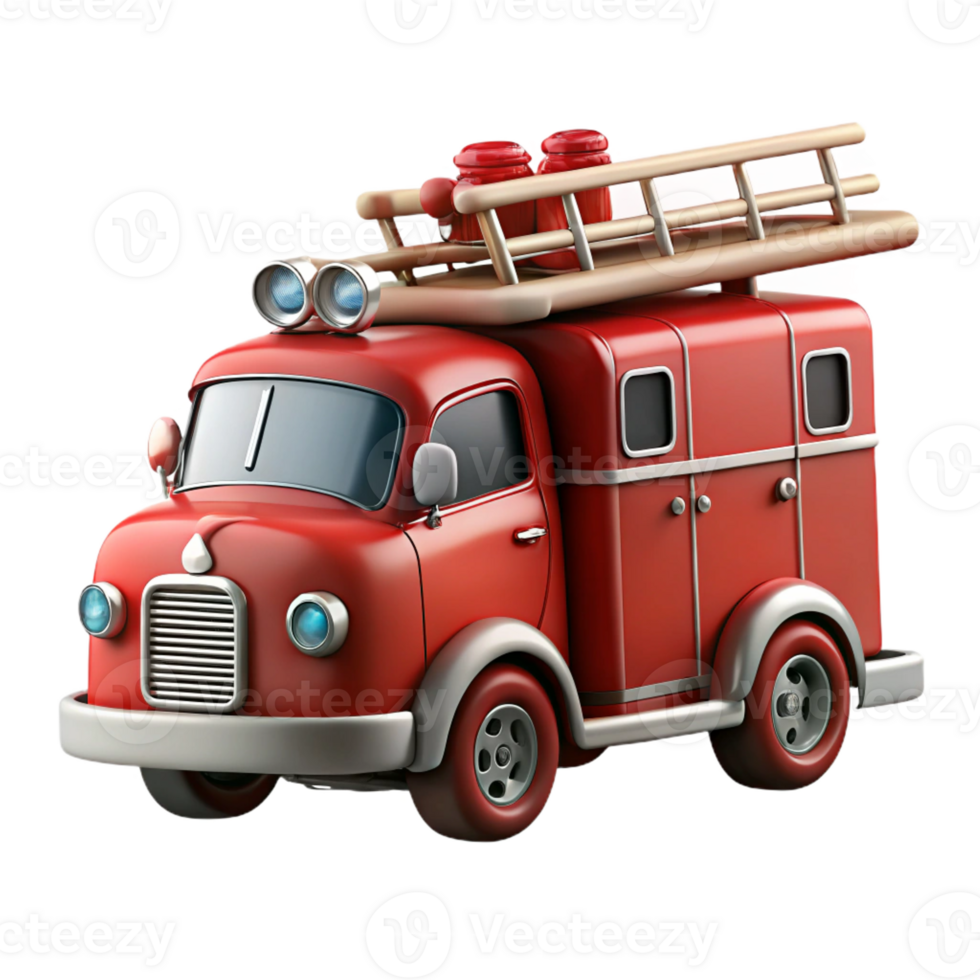 impressive creative A highly detailed drawing of a vintage firetruck with ladders and hoses, realistic lighting, emergency services style genuine png