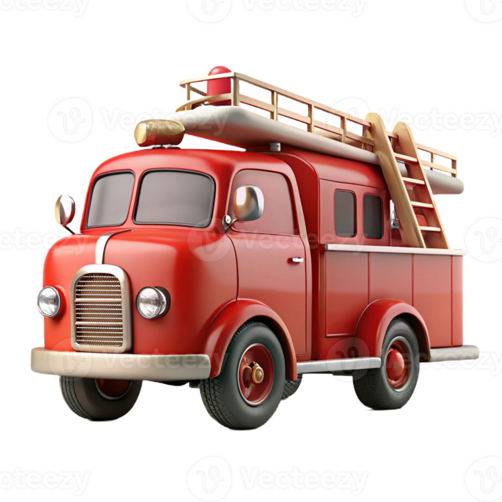 dramatic modern A highly detailed drawing of a vintage firetruck with ladders and hoses, realistic lighting, emergency services style authentic png