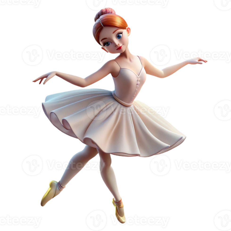 magnificent creative Portrait of a graceful ballerina with flowing white tutu, poised on pointe, soft spotlight, classical style high resolution png