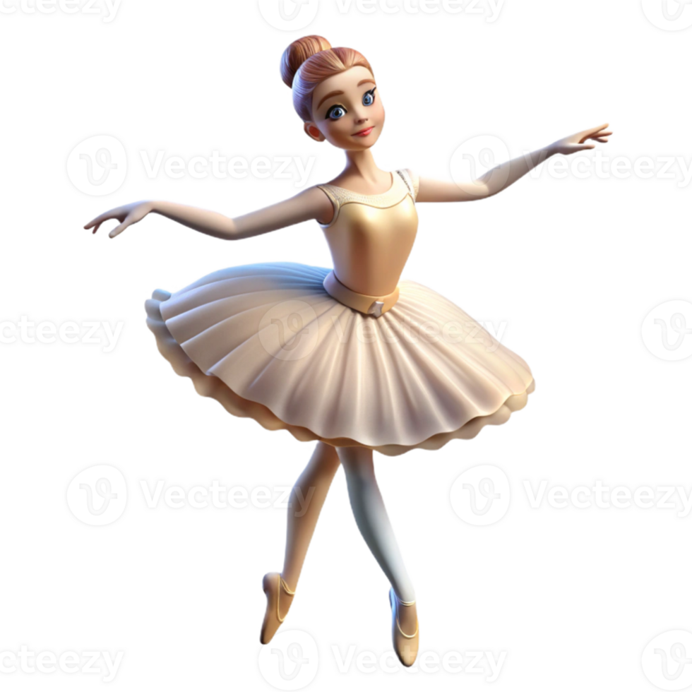magnificent traditional Portrait of a graceful ballerina with flowing white tutu, poised on pointe, soft spotlight, classical style high resolution png