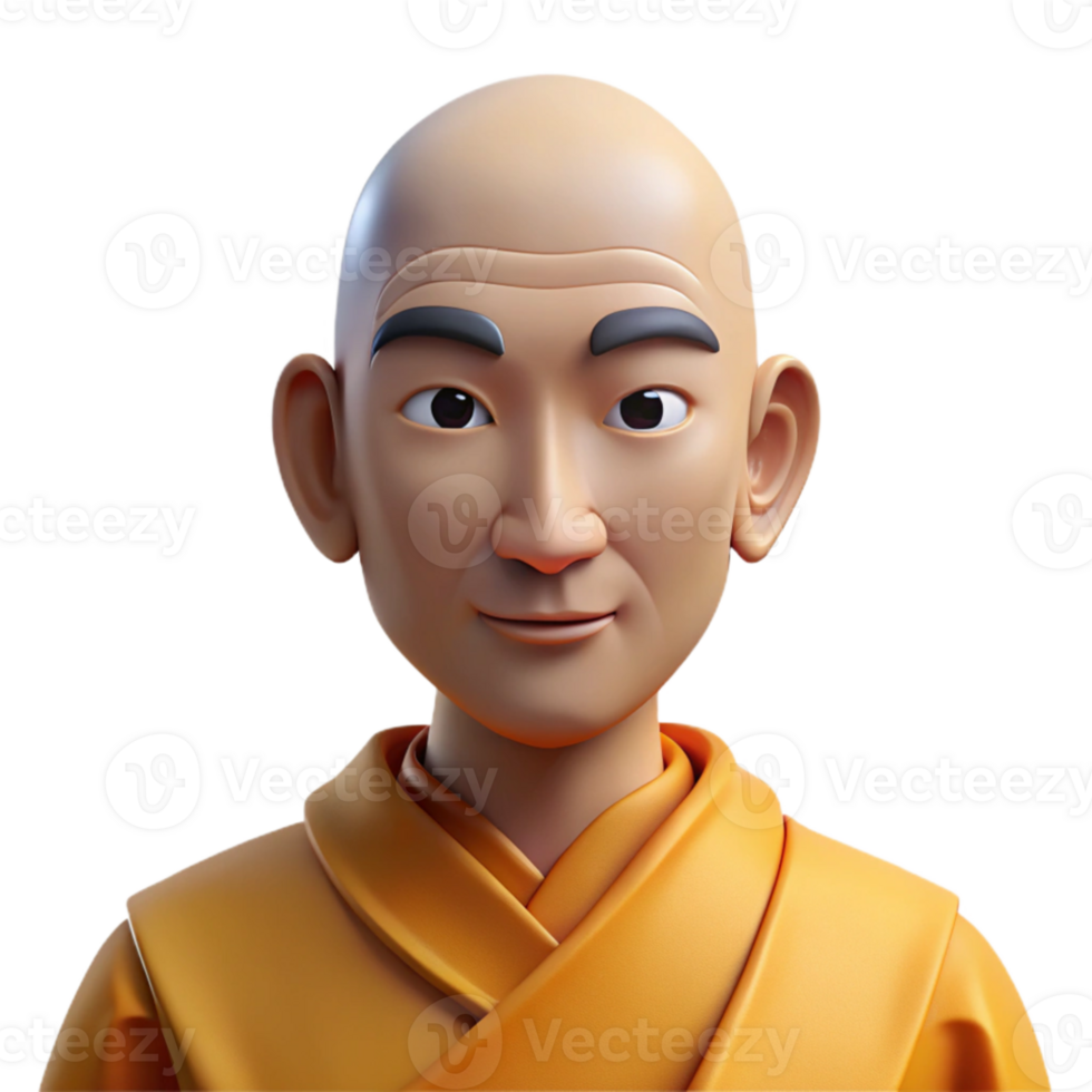 impressive abstract Portrait of a contemplative monk in saffron robes, serene expression, soft natural light, spiritual style high resolution png