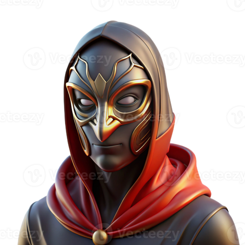 wonderful artistic Portrait of a mysterious masked figure, ornate mask concealing their identity, dramatic chiaroscuro lighting, surreal style high resolution png