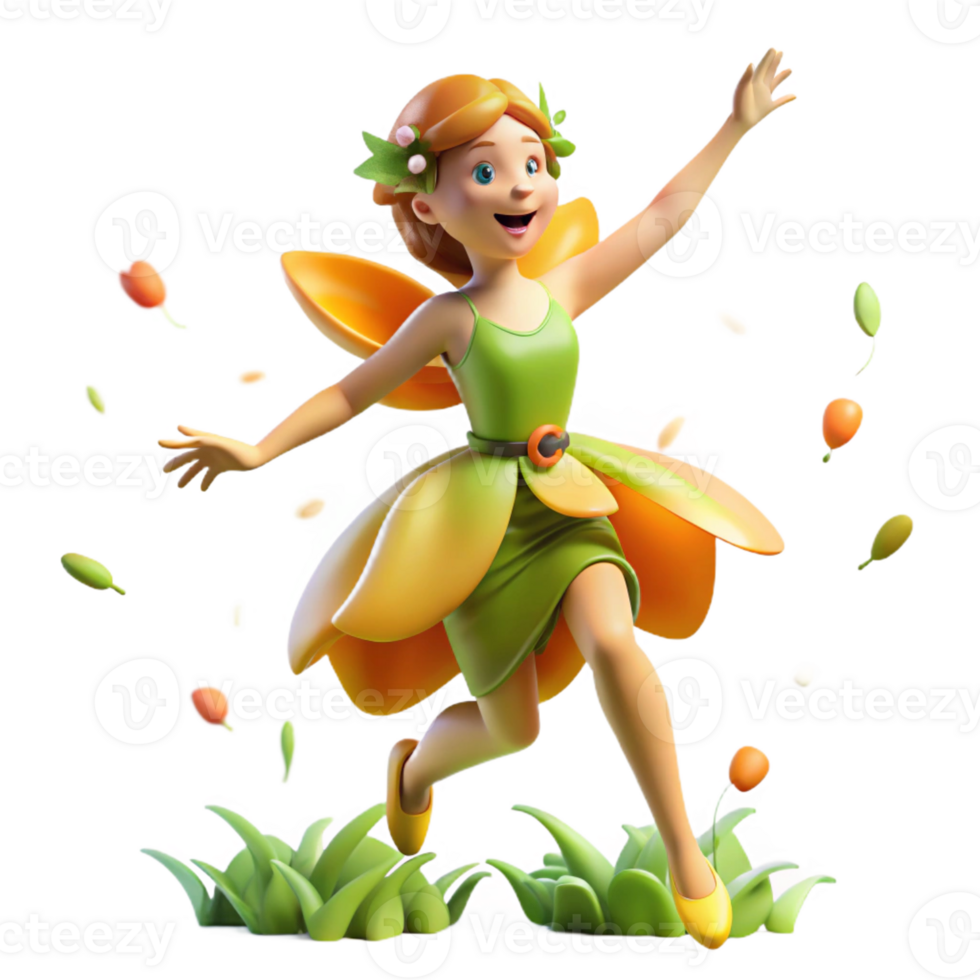 elegant artistic A playful nymph, dancing in a sunlit meadow, scattering flower petals, rendered in a vibrant impressionistic style authentic png