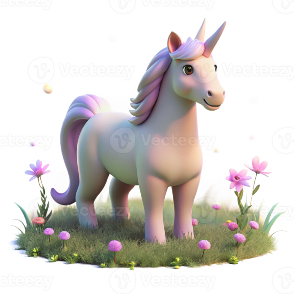 dramatic rustic A benevolent unicorn, horn glowing with a soft white light, grazing in a field of wildflowers, rendered in a dreamy pastel style genuine png
