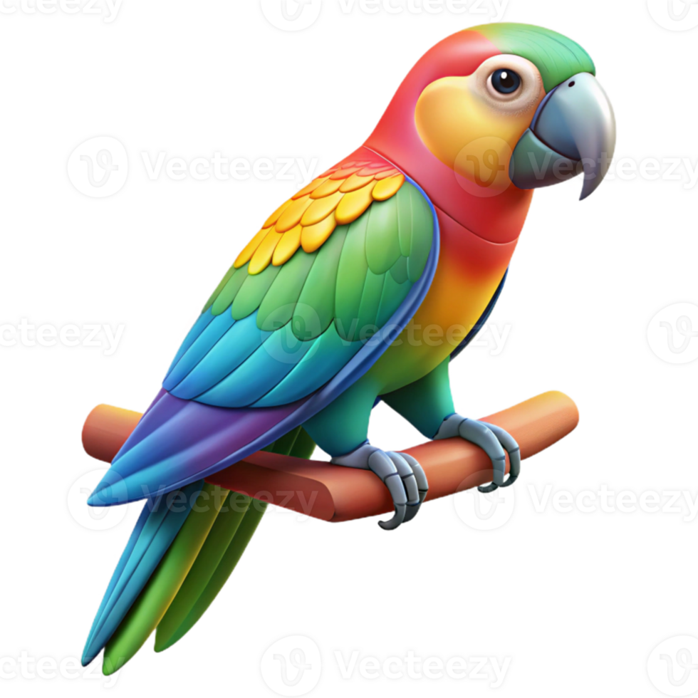wonderful contemporary Portrait of a vibrant parrot, colorful plumage, perched on a branch, bright natural light, nature photography style professional png