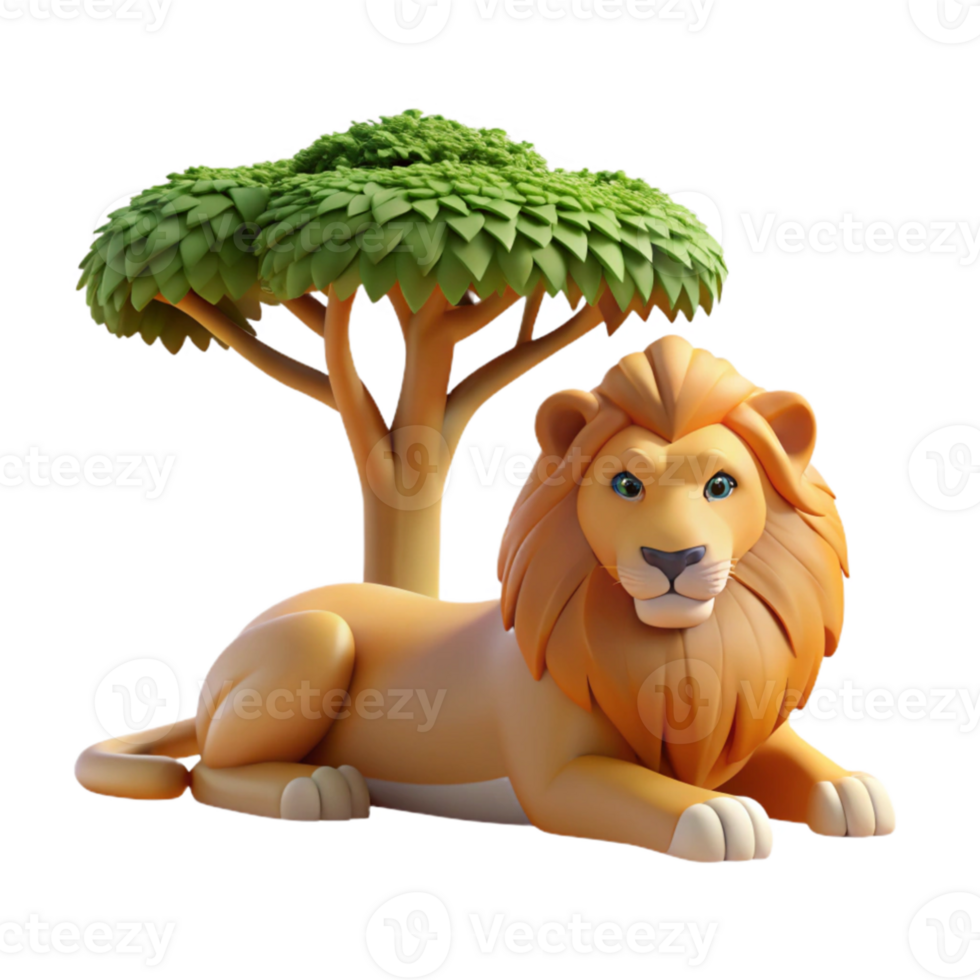 extraordinary artistic A regal lion pride resting beneath the shade of an acacia tree, photorealistic style, warm savannah lighting detailed png