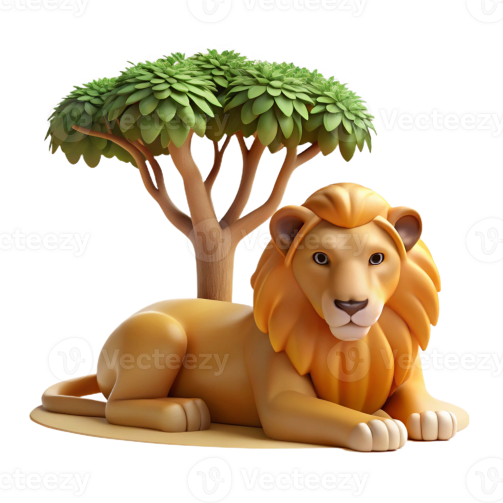 extraordinary rustic A regal lion pride resting beneath the shade of an acacia tree, photorealistic style, warm savannah lighting professional png