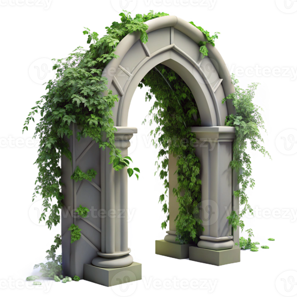 magnificent modern A crumbling gothic archway overgrown with ivy, soft, diffused lighting, romanticism style high resolution png