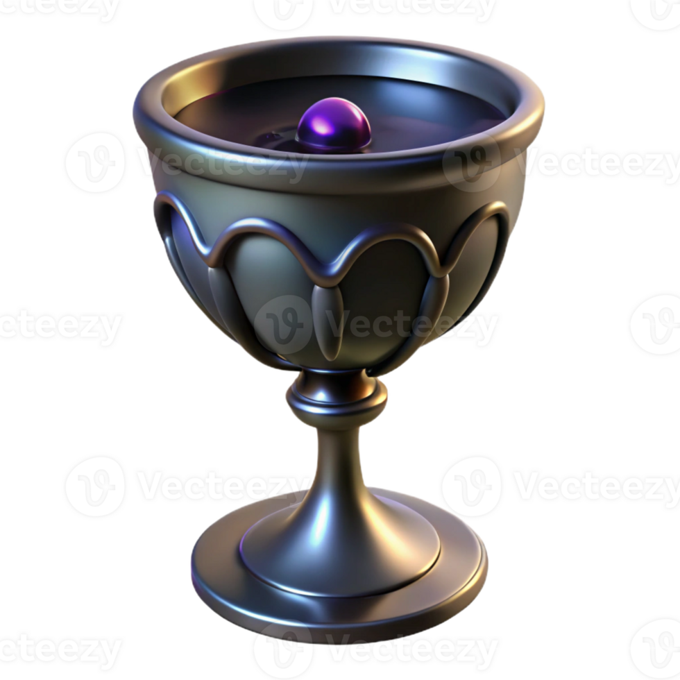 impressive artistic A gothic chalice filled with swirling black liquid, illuminated by an internal glow, surrealist painting style detailed png