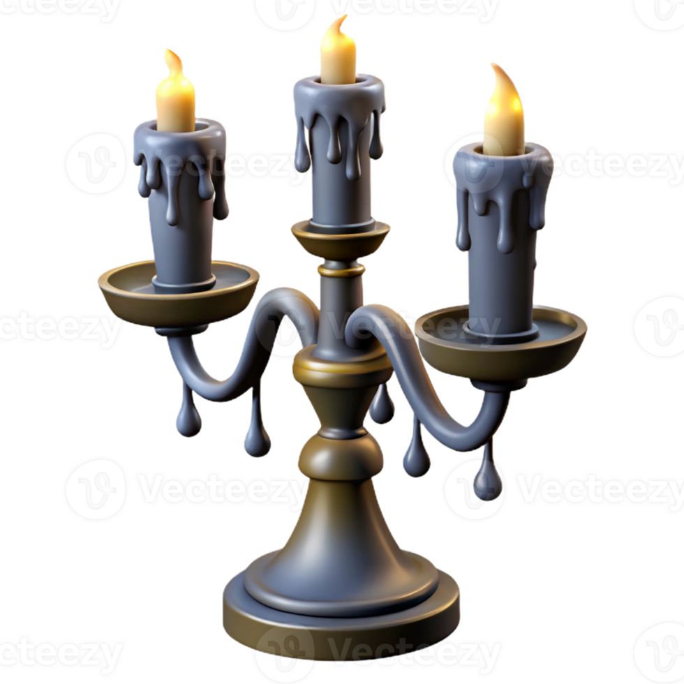 impressive vintage A gothic candelabra with dripping wax, dramatic shadows, gothic horror illustration style high quality png