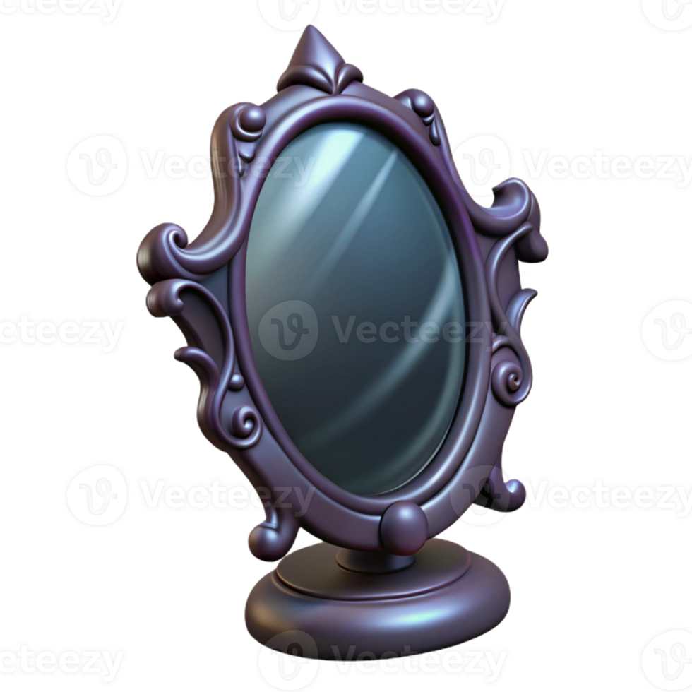 beautiful classic A gothic mirror reflecting a distorted figure, dimly lit, horror illustration style exclusive png