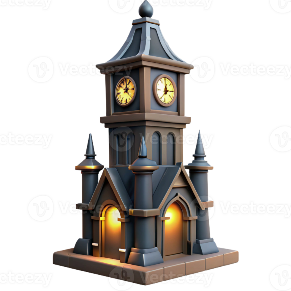 wonderful creative A gothic clock tower striking midnight, dramatic lighting and shadows, gothic novel cover art style premium png