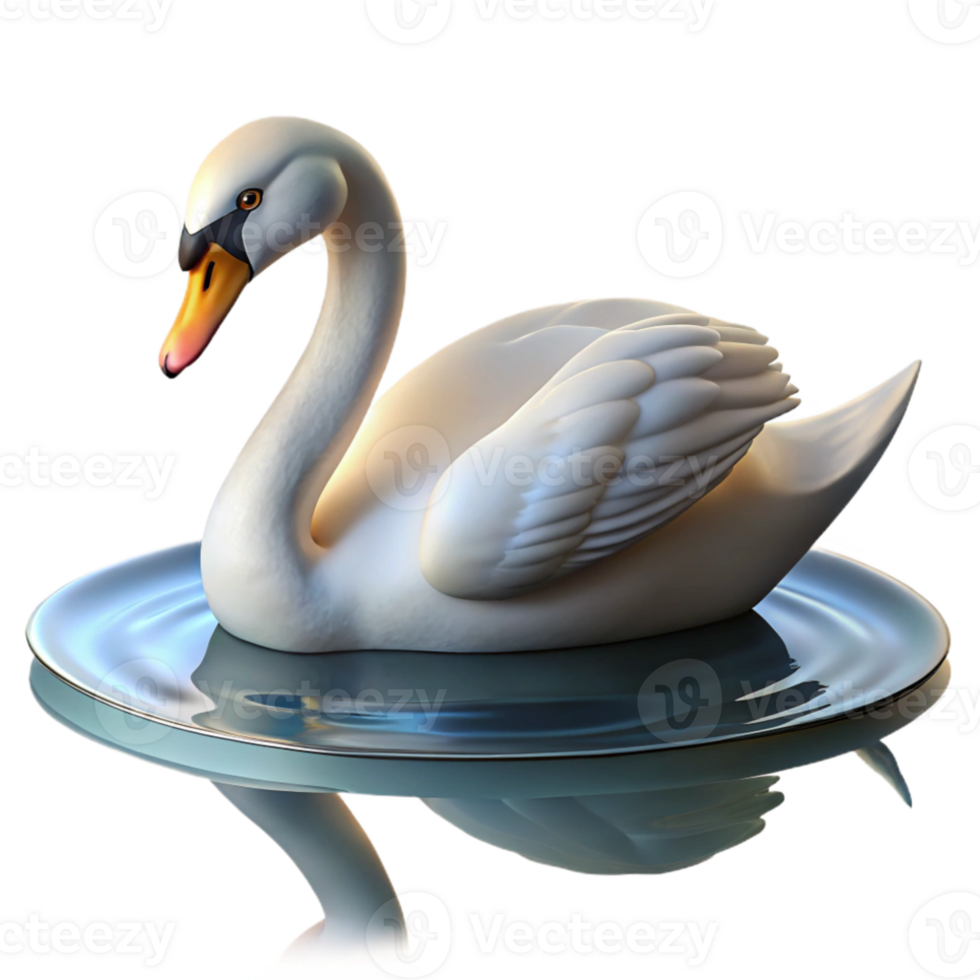 wonderful vintage A graceful swan gliding across a still lake, serene lighting, realistic rendering high quality png