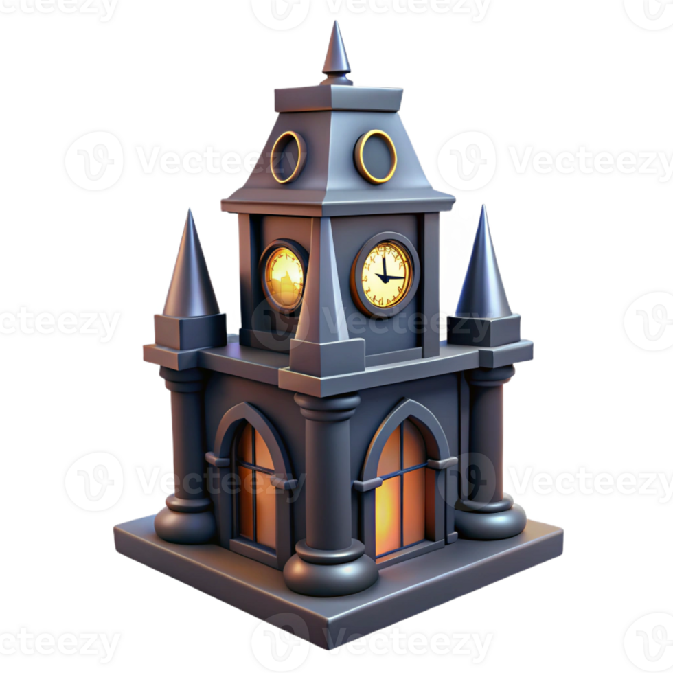 wonderful minimalist A gothic clock tower striking midnight, dramatic lighting and shadows, gothic novel cover art style professional png