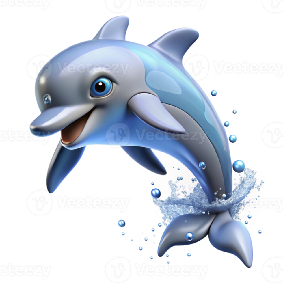serene contemporary A playful dolphin leaping out of the ocean, sparkling water droplets, dynamic pose, photorealistic style high quality png